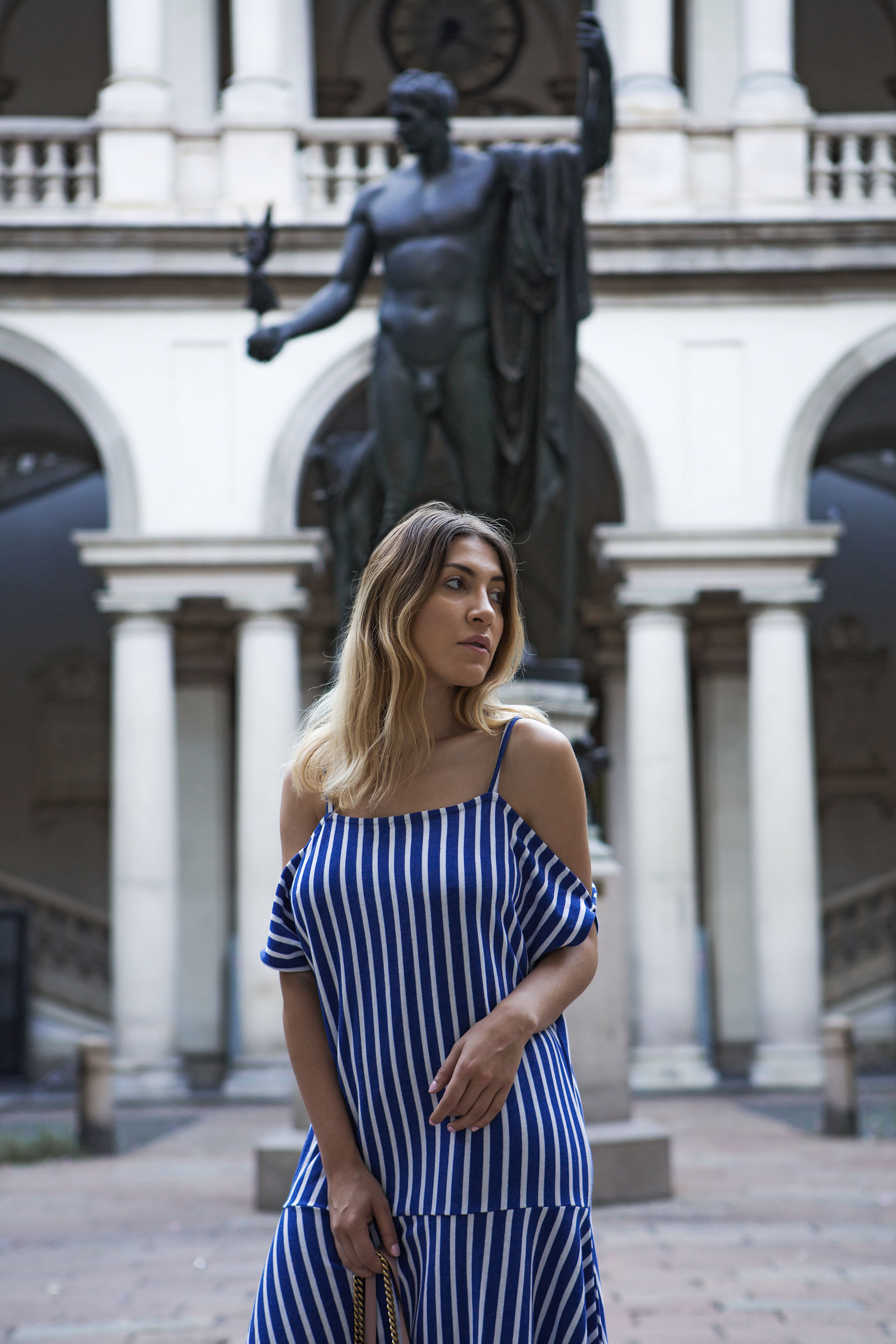 Blue-Dress-Milan_-8 Blue Striped Midi Dress in Milan