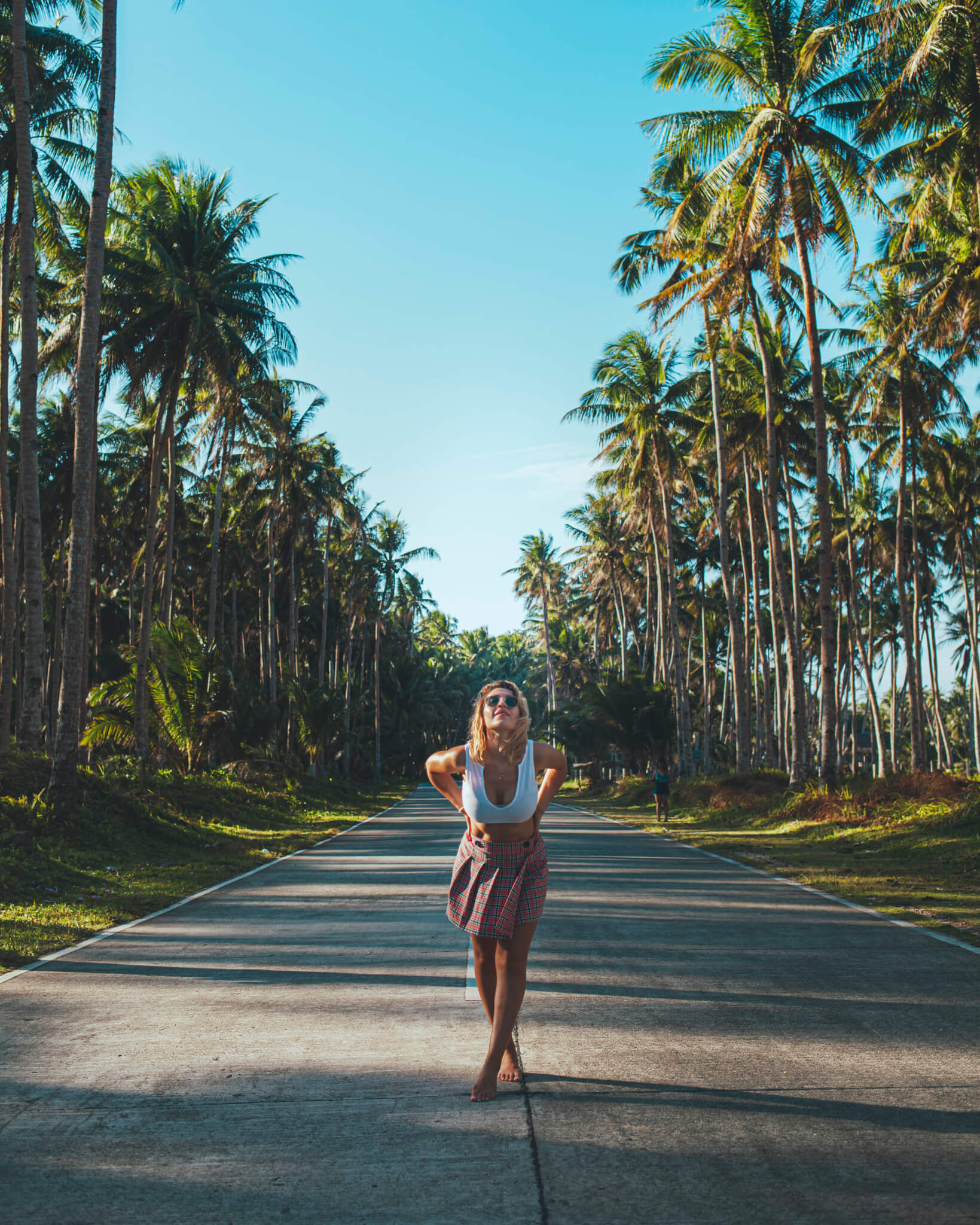 palm lined road Siargao 